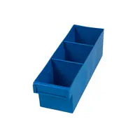 Blue Plastic Tray Storage Tub Tech Bin (300 L x 100 W x 100 H) with Dividers - suits 300mm Shelf, Length: 300mm, Width: 100mm, Height: 100mm, Colour: Blue