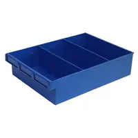 Blue Plastic Tray Storage Tub Tech Bin (400 L x 300 W x 100 H) with Dividers - suits 400mm Shelf, Length: 400mm, Width: 300mm, Height: 100mm, Colour: Blue
