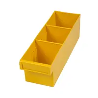 Yellow Plastic Tray Storage Tub Tech Bin (300 L x 100 W x 100 H) with Dividers - suits 300mm Shelf, Length: 300mm, Width: 100mm, Height: 100mm, Colour: Yellow