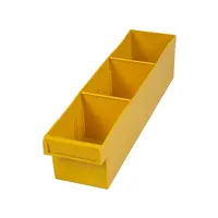 Yellow Plastic Tray Storage Tub Tech Bin (400 L x 100 W x 100 H) with Dividers - suits 400mm Shelf, Length: 400mm, Width: 100mm, Height: 100mm, Colour: Yellow