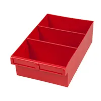 Red Plastic Tray Storage Tub Tech Bin (300 L x 200 W x 100 H) with Dividers - suits 300mm Shelf, Length: 300mm, Width: 200mm, Height: 100mm, Colour: Red