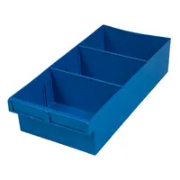 Blue Plastic Tray Storage Tub Tech Bin (400 L x 200 W x 100 H) with Dividers - suits 400mm Shelf, Length: 400mm, Width: 200mm, Height: 100mm, Colour: Blue