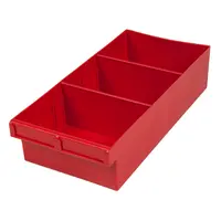 Red Plastic Tray Storage Tub Tech Bin (400 L x 200 W x 100 H) with Dividers - suits 400mm Shelf, Length: 400mm, Width: 200mm, Height: 100mm, Colour: Red