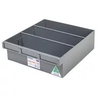 Yellow Plastic Tray Storage Tub Tech Bin (300 L x 300 W x 100 H) with Dividers - suits 300mm Shelf, Length: 300mm, Width: 300mm, Height: 100mm, Colour: Yellow