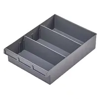 Grey Plastic Tray Storage Tub Tech Bin (400 L x 300 W x 100 H) with Dividers - suits 400mm Shelf, Length: 400mm, Width: 300mm, Height: 100mm, Colour: Grey