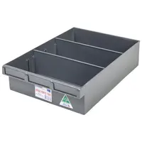 Red Plastic Tray Storage Tub Tech Bin (400 L x 300 W x 100 H) with Dividers - suits 300mm Shelf, Length: 400mm, Width: 300mm, Height: 100mm, Colour: Red