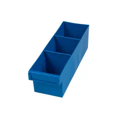Blue Plastic Tray Storage Tub Tech Bin (300 L x 100 W x 100 H) with Dividers - suits 300mm Shelf, Length: 300mm, Width: 100mm, Height: 100mm, Colour: Blue