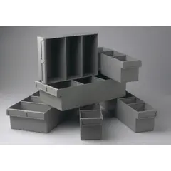 Blue Plastic Tray Storage Tub Tech Bin (300 L x 300 W x 100 H) with Dividers - suits 300mm Shelf, Length: 300mm, Width: 300mm, Height: 100mm, Colour: Blue