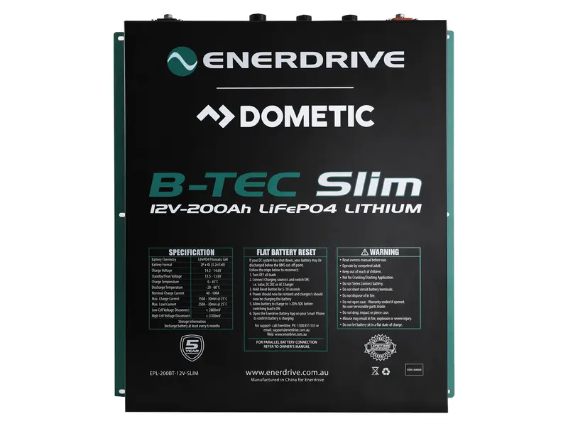 B-TEC 12V 200Ah Slimline Lithium Battery