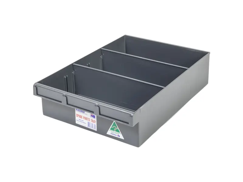 Yellow Plastic Tray Storage Tub Tech Bin (400 L x 300 W x 100 H) with Dividers - suits 300mm Shelf, Length: 400mm, Width: 300mm, Height: 100mm, Colour: Yellow